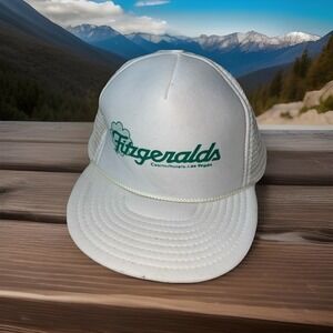 Vintage Fitzgeralds Casino/Hotel Las Vegas Snapback Truckers Cap Hat White/Green